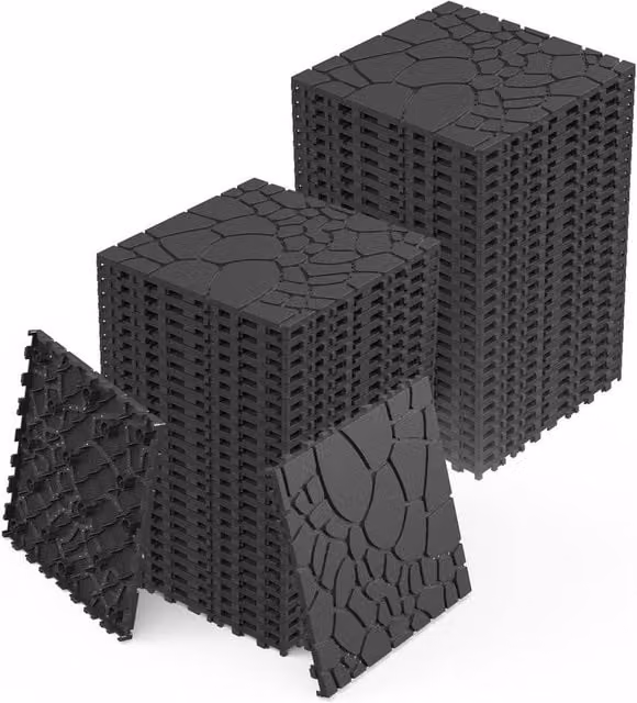 Garwarm 44 Piece Interlocking Plastic Deck Tiles for Porch, Black – 1