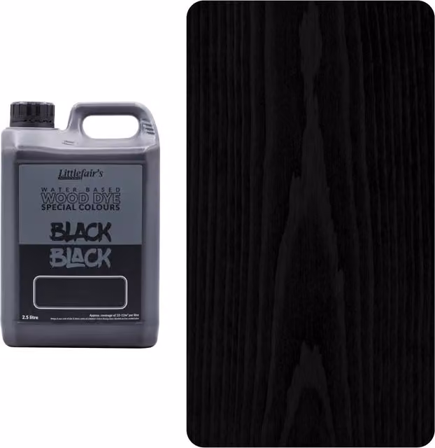 Littlefair's Water-based Wood Stain, Black, 2.5 l