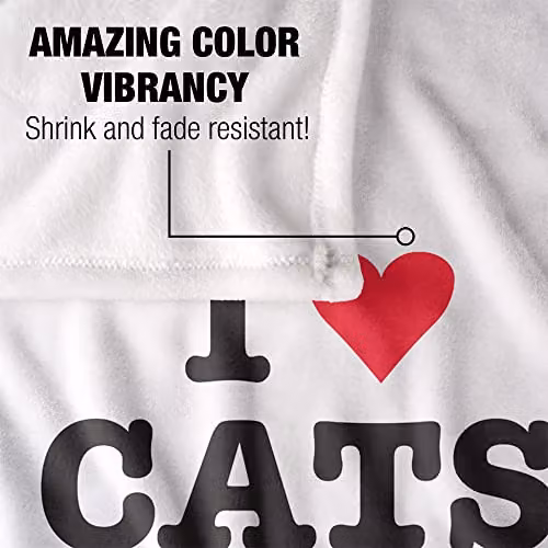Bcreative Ephemera I Heart Cats Super Soft Fleece Throw Blanket, White, W/D/H: 152 x 127 cm – 2