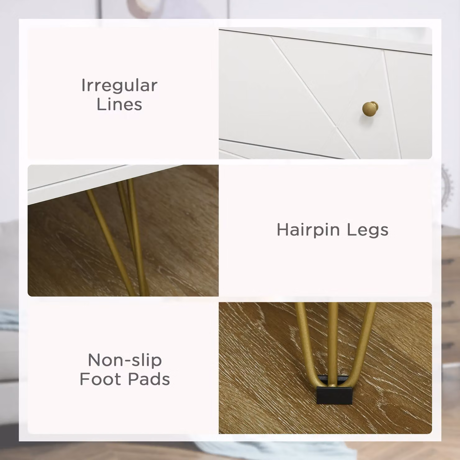 HOMCOM Modern 4-Drawer Chest of Drawers with Hairpin Legs in White – 3