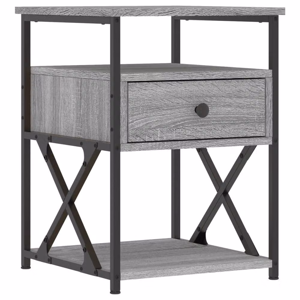 Berkfield Home Set of 2 Grey Sonoma Bedside Cabinets, W/D/H: 40 x 42 x 55 cm – 4