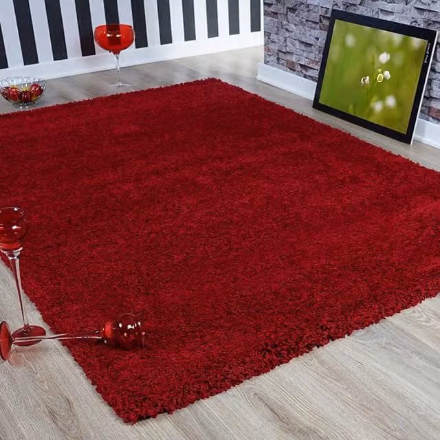 Smart Living Modern Shaggy Rectangular Rug, Red, W: 160 cm, L: 230 cm