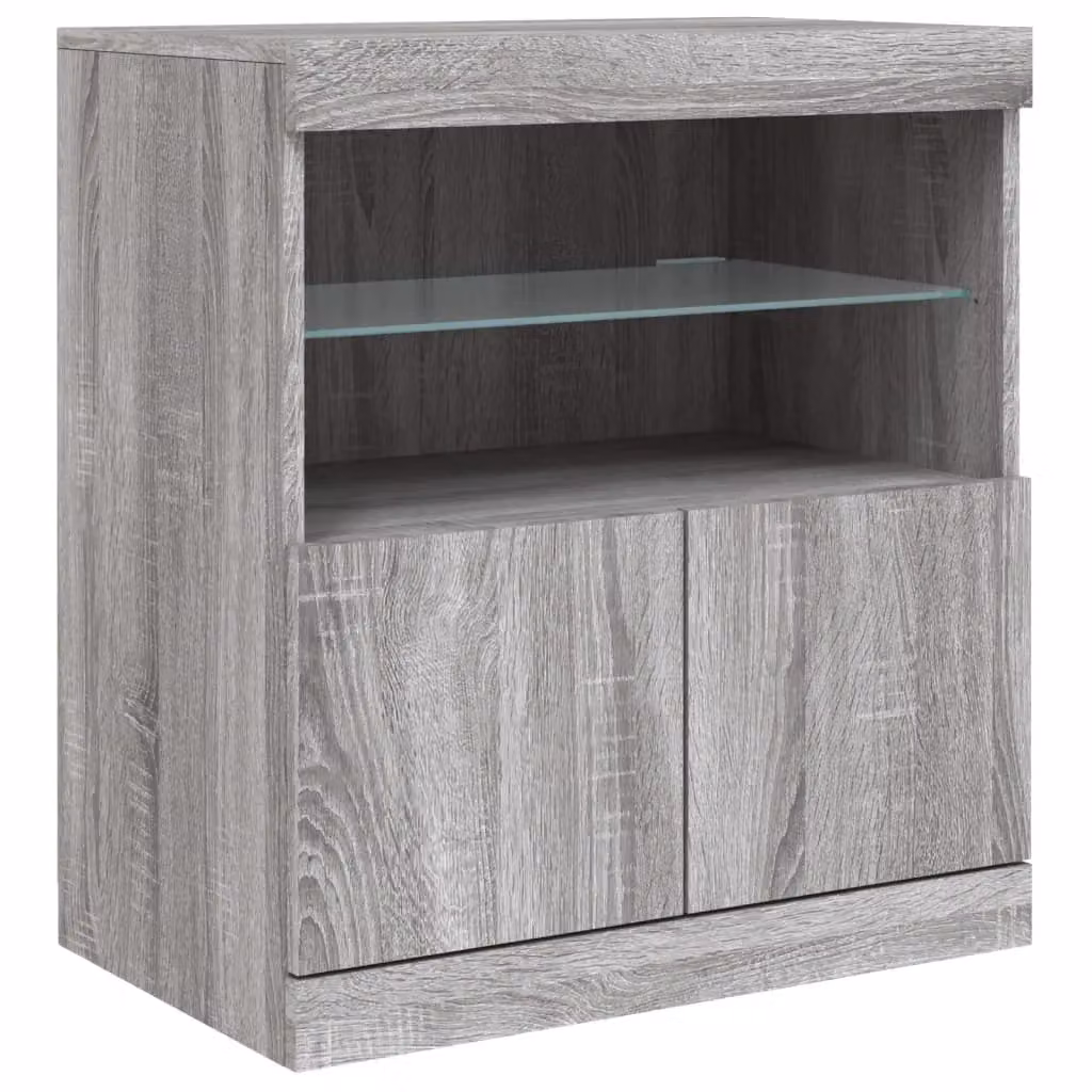Berkfield Home Modern Sideboard with Integrated LED Lights in Grey Sonoma, W/D/H: 60 x 37 x 67 cm – 3