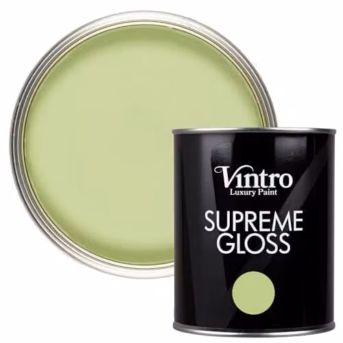 Vintro High Gloss Water Based Paint for Wood and Walls, Eden Pale Green, 1 Litre