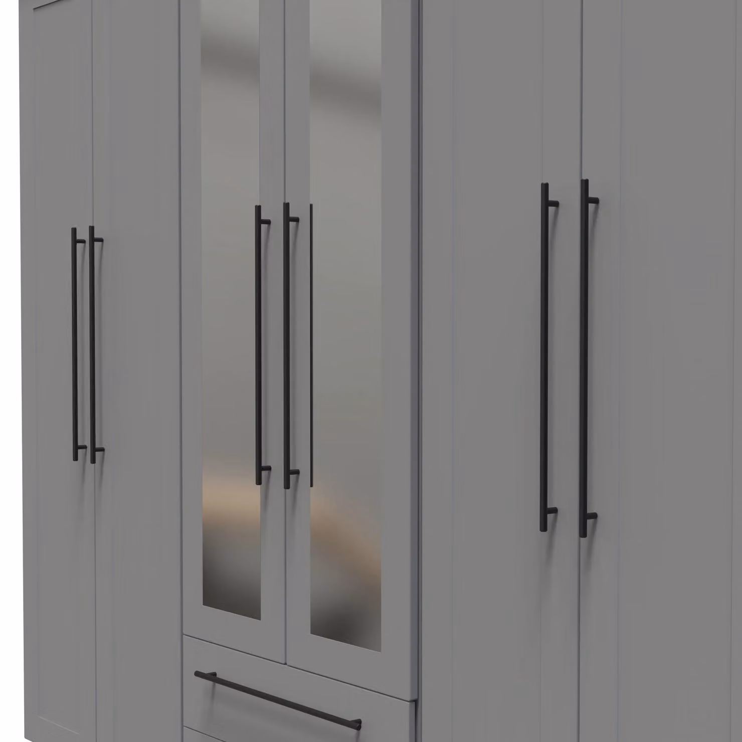 2 U Howard Tall 6 Door 2 Drawer Wardrobe with 2 Mirrors in Dark Grey, Ready Assembled – 2