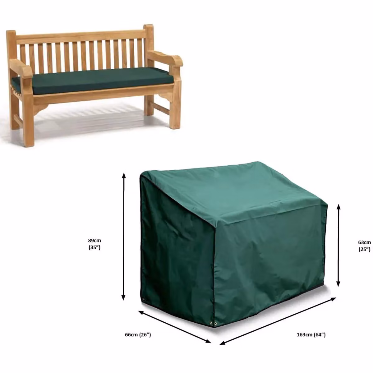 Xample Heavy Duty 3 Seater Garden Bench Seat Cover, Waterproof and Weatherproof, Green – 4