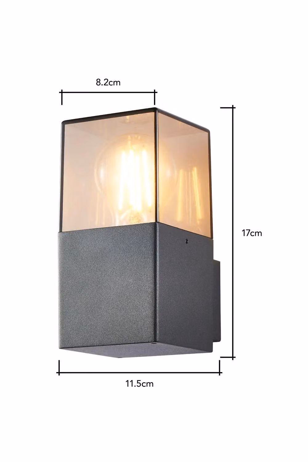 BHS Lighting Rome Modern Outdoor Wall Light in Grey with Transparent Glass – 3