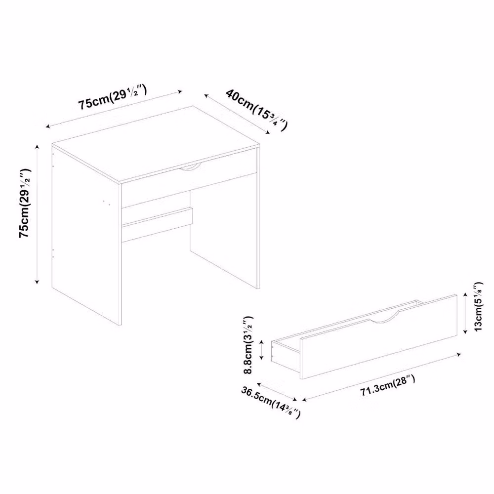 Havendro Black Wooden Dressing Table and Computer Desk with 1 Drawer, W/D/H: 75 x 40 x 75 cm – 2
