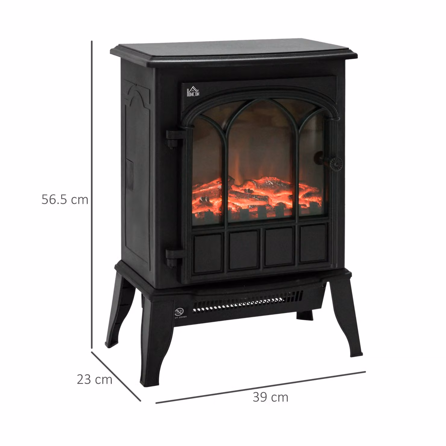 HOMCOM Electric Stove Heater with LED Flame Effect, 2000W, Black – 3