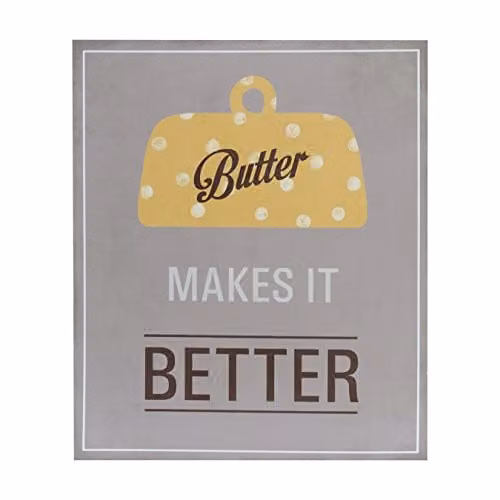 Premier Housewares Butter Makes it Better Retro Typography Wall Plaque in Multicolour