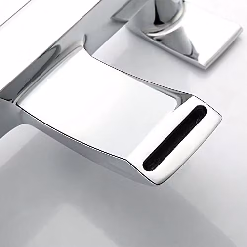 Nes Home Libra Waterfall Basin Mono Tap, Bath Filler Mixer Tap and Pop Up Waste Set in Chrome – 3