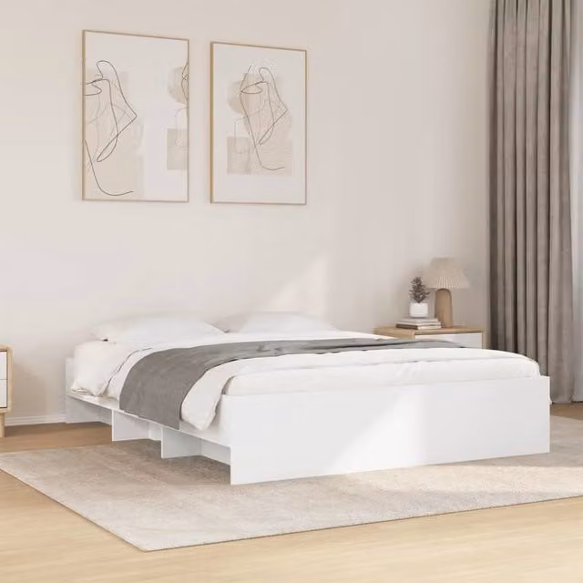 Berkfield Home King Size Bed Frame in White, Engineered Wood, W/D/H: 150 x 200 cm – 1