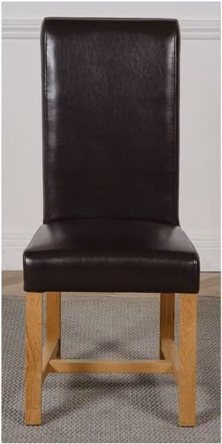 Thats Furniture Oslo Oak Dining Table and 6 Washington Leather Chairs in Brown, W: 180 cm, D: 90 cm
