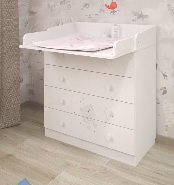 Shefa Line Shefa 800 Kids Changing Dresser in Teddy White