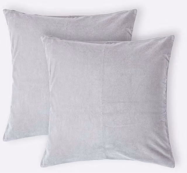 Homescapes Velvet Cushion Cover, Grey and Orange, W/D/H: 40 x 40 x 40 cm, Pack of 2