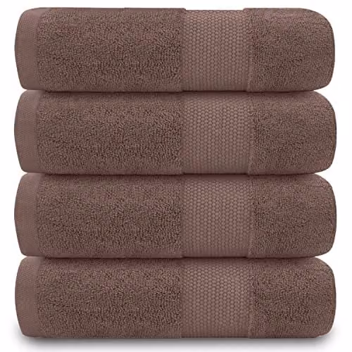 Gaveno Cavailia Premium 700 GSM Cotton Hand Towels, 4 Pack, Brown Striped – 1