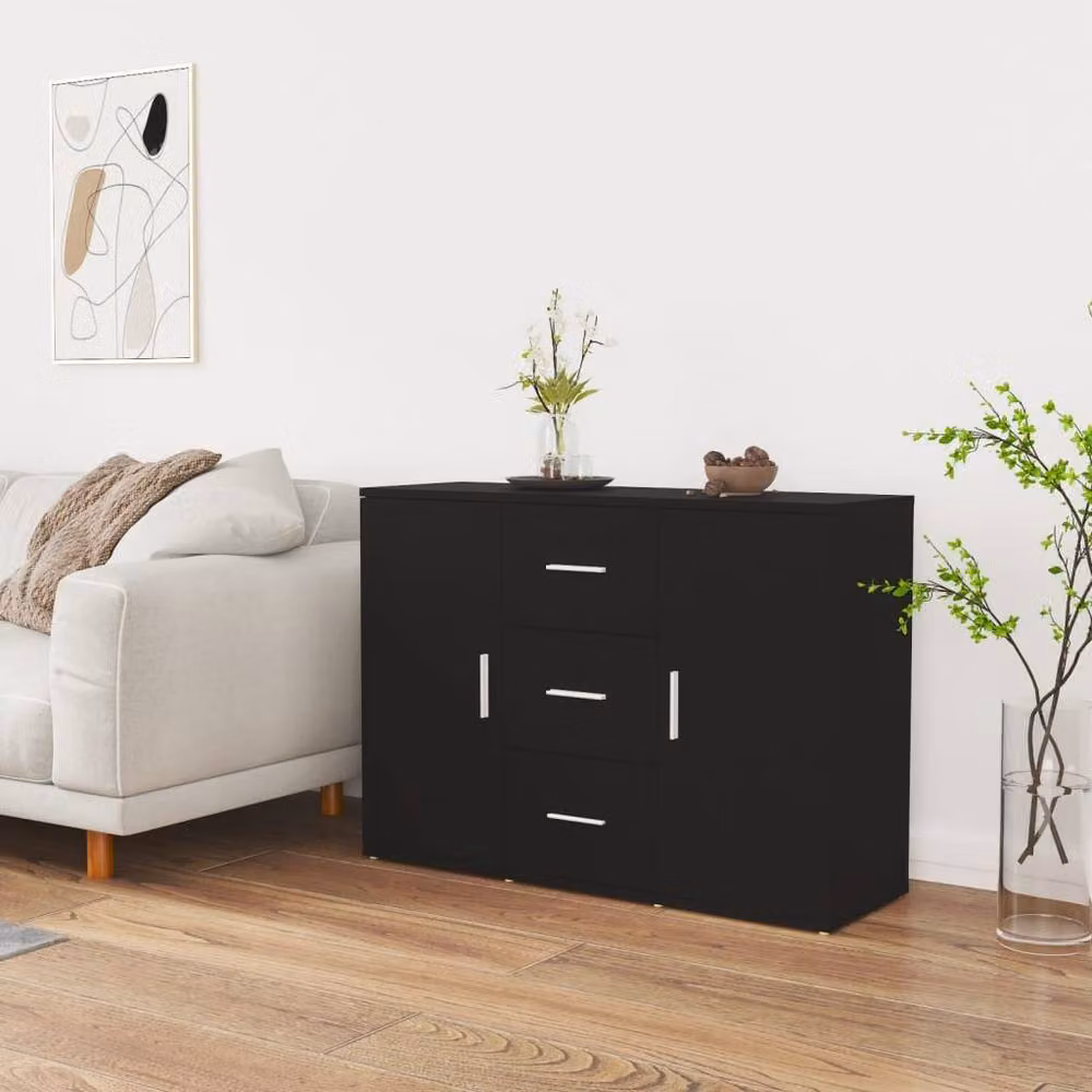 Berkfield Home Black Matt Minimalist Sideboard, W/D/H: 91 x 29.5 x 65 cm – 2