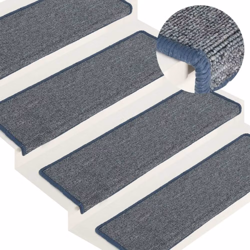 Berkfield Home Non-Slip Carpet Stair Treads, 15 Piece Set in Purple and Blue, W: 65 cm, D: 21 cm, H: 4 cm – 2