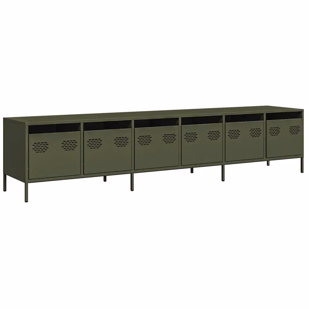 Berkfield Home Industrial TV Cabinet in Matt Green Metal, W/D/H: 202 x 39 x 43.5 cm – 2