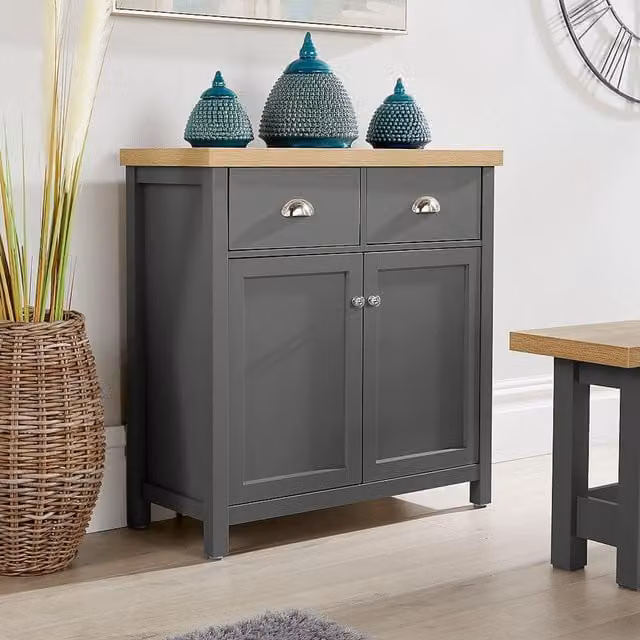 Home Source Avon 2 Door and 2 Drawer Cupboard Unit in Matt Dark Grey – 1