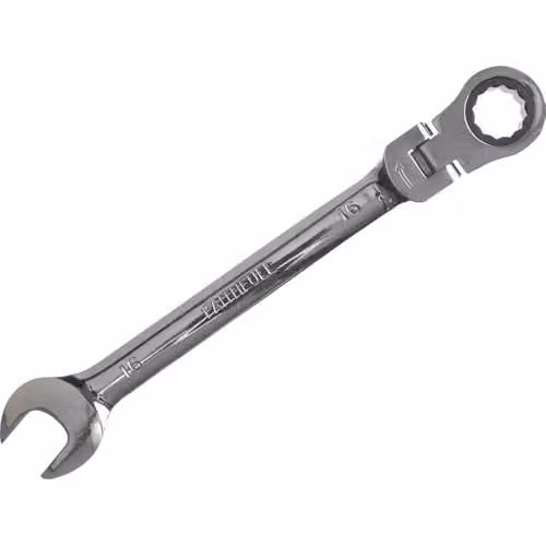 Faithfull 16mm Flex Head Ratchet Combination Spanner in Silver Chrome Vanadium