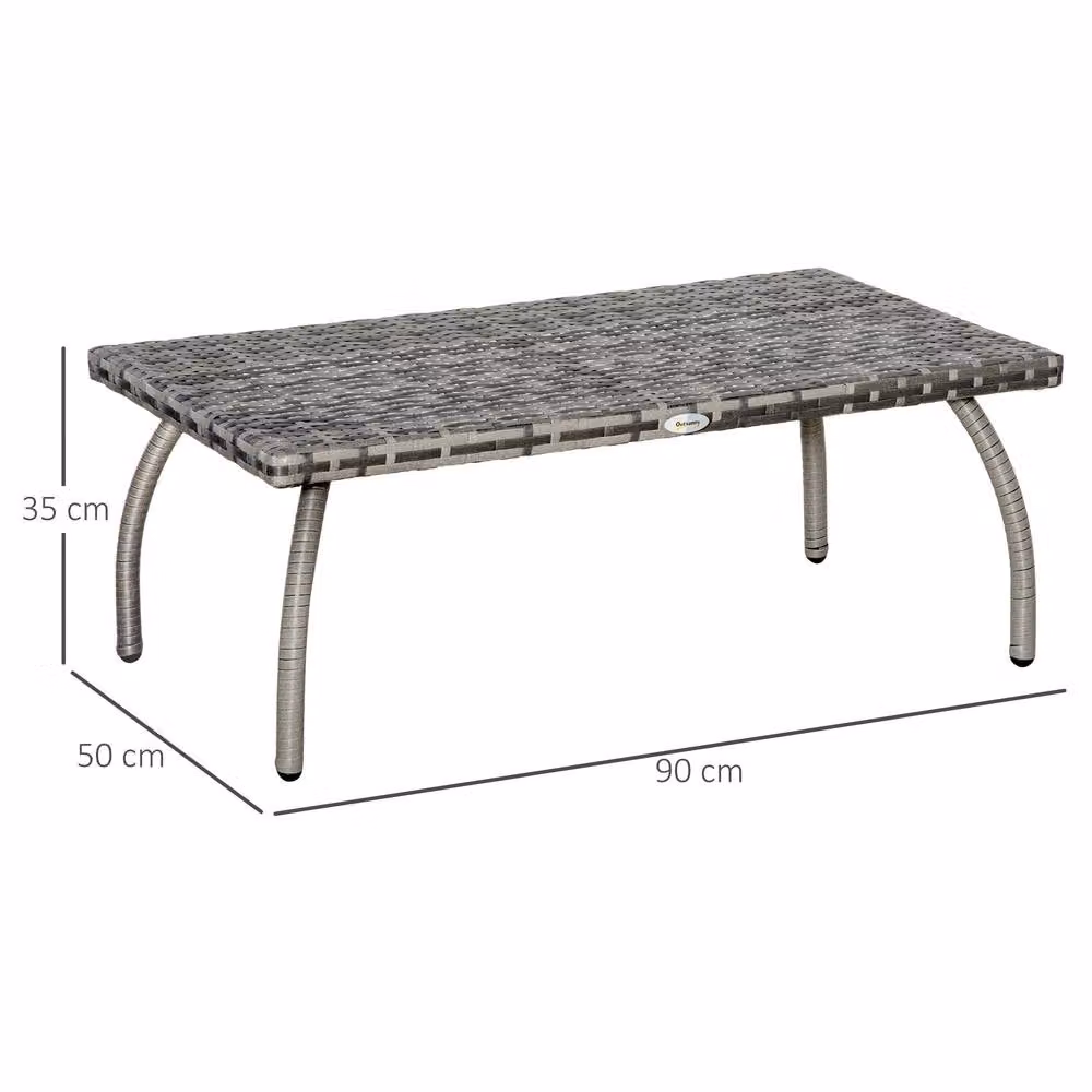 ERGOVEXA Grey PE Wicker Rattan Garden Coffee Table, W/D/H: 50 x 50 x 35 cm – 2