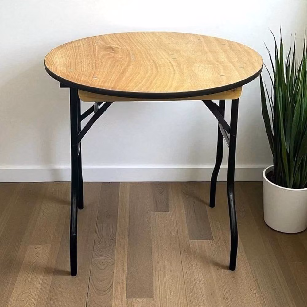 FORGEVIO Round Folding Wooden Table in Brown for Two Adults, Diameter: 60 cm – 2