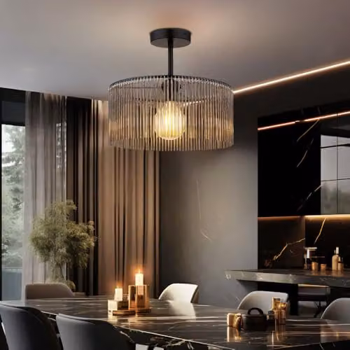 Netlighting Leeds Cylindrical Ceiling Light in Matt Black with Transparent Acrylic, Diameter: 35 cm, H x W x D: 32 x 35 x 35 cm – 2