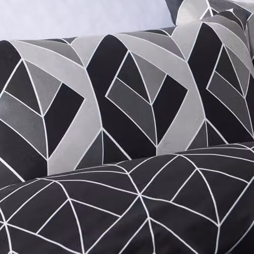 OHS Reversible Abstract Chevron Double Duvet Cover Set with 2 Pillowcases, Grey, W/D/H: 140 x 200 cm – 3