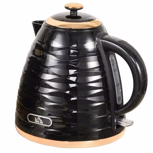 HOMCOM Electric Kettle, 1.7 l, 3 kW Fast Boil, Black – 1