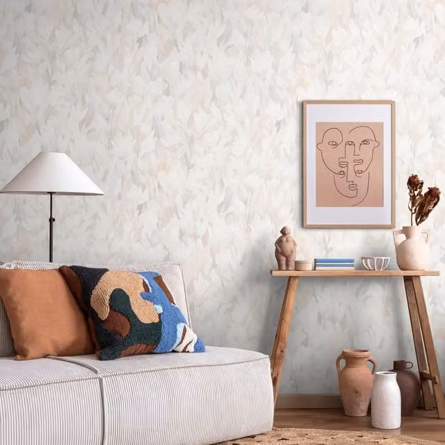 Erismann Pre-pasted Botanical Floral Vinyl Wallpaper in Beige, Blue, Sand, Green and Anthracite