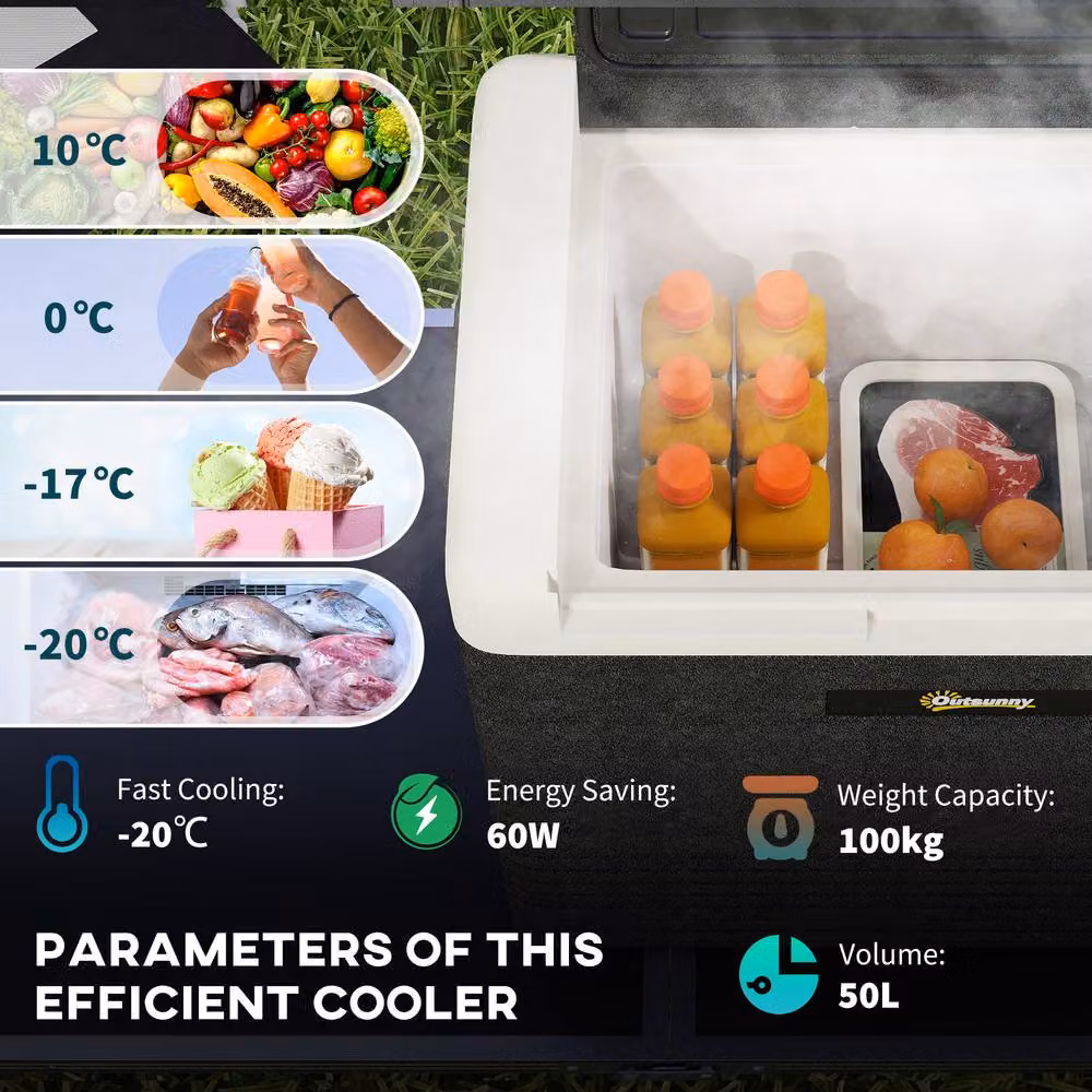 STILVORA 50L Portable Car Fridge Freezer with LED Panel, Black – 3