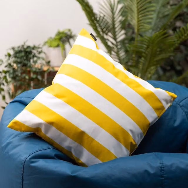 ICON Icon Deck Stripe Reversible Square Outdoor Cushion in Yellow