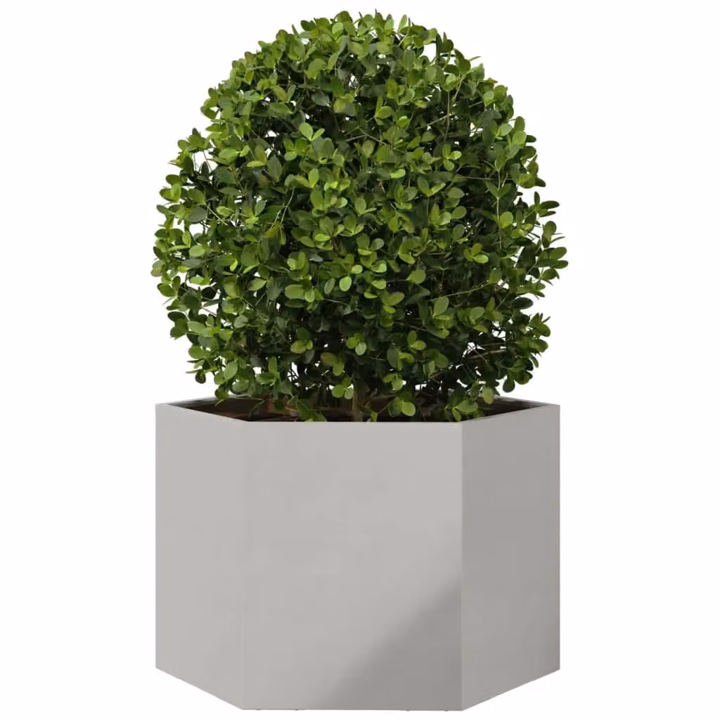 Berkfield Home Hexagon Garden Planter Tub in Silver Stainless Steel, W: 69 cm, D: 60 cm, H: 45 cm – 3
