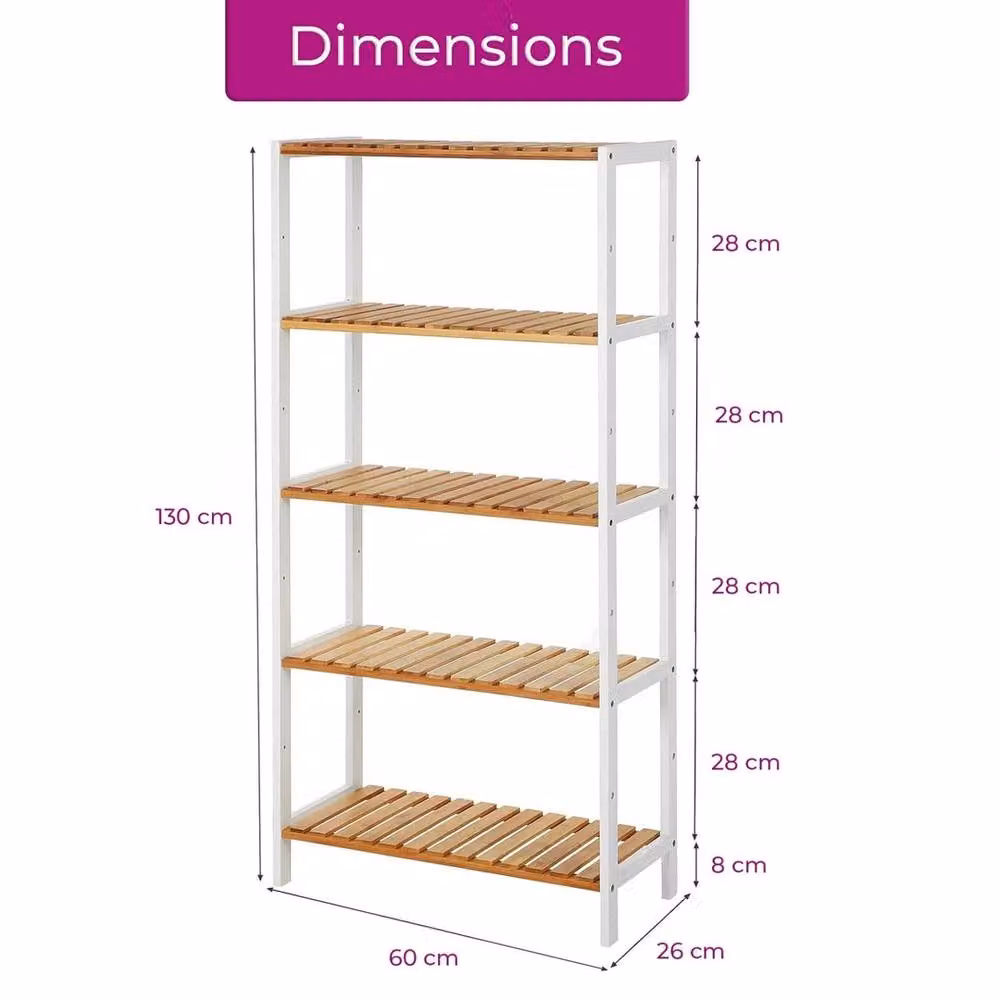 FORGEVIO Bamboo Multi-Purpose Storage Rack with Adjustable Shelves, Natural White – 2