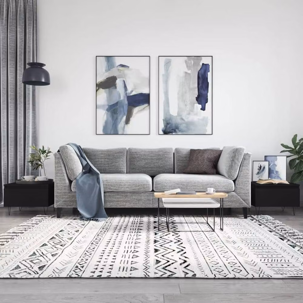 Berkfield Home Modern Nested Coffee Tables, 2 Piece Set, Black, W/D/H: 50 x 46 x 35 cm – 2