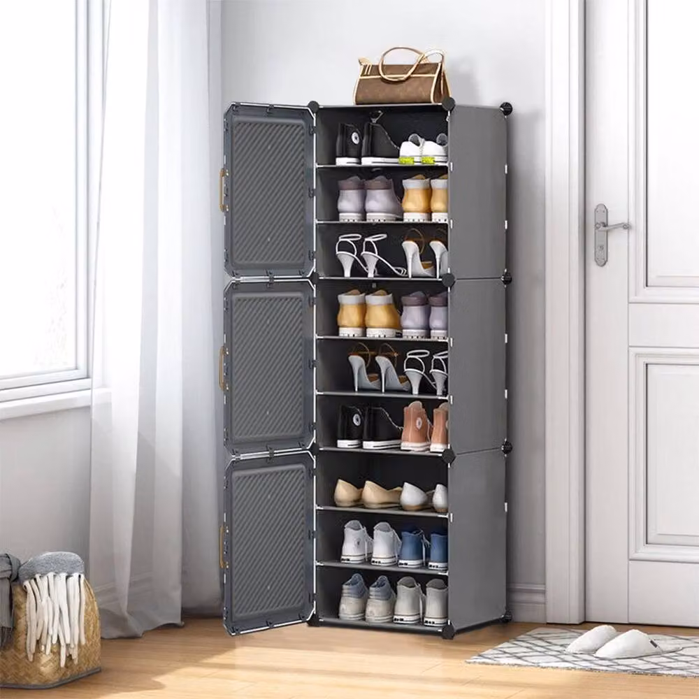 Kelvenix 9-Tier Shoe Cabinet with 3 Hinged Doors in Black – 3