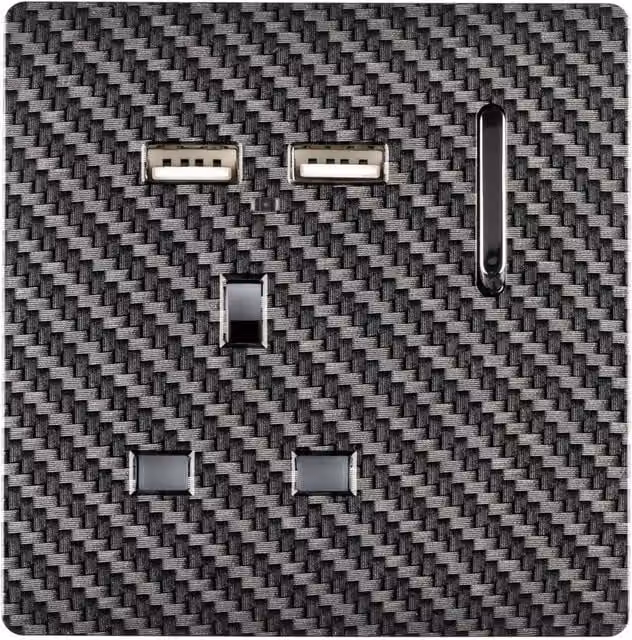 Trendi 1 Gang 13 Amp USB Switched Flush Plug Socket, Black