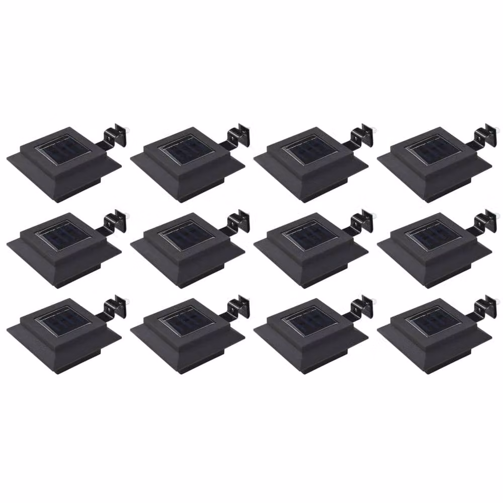 Berkfield Home 12 Piece Set of Square LED Outdoor Solar Lamps in Black – 1