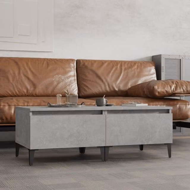 Berkfield Home Set of 2 Concrete Grey Industrial Side Tables, W/D/H: 50 x 46 x 35 cm – 1