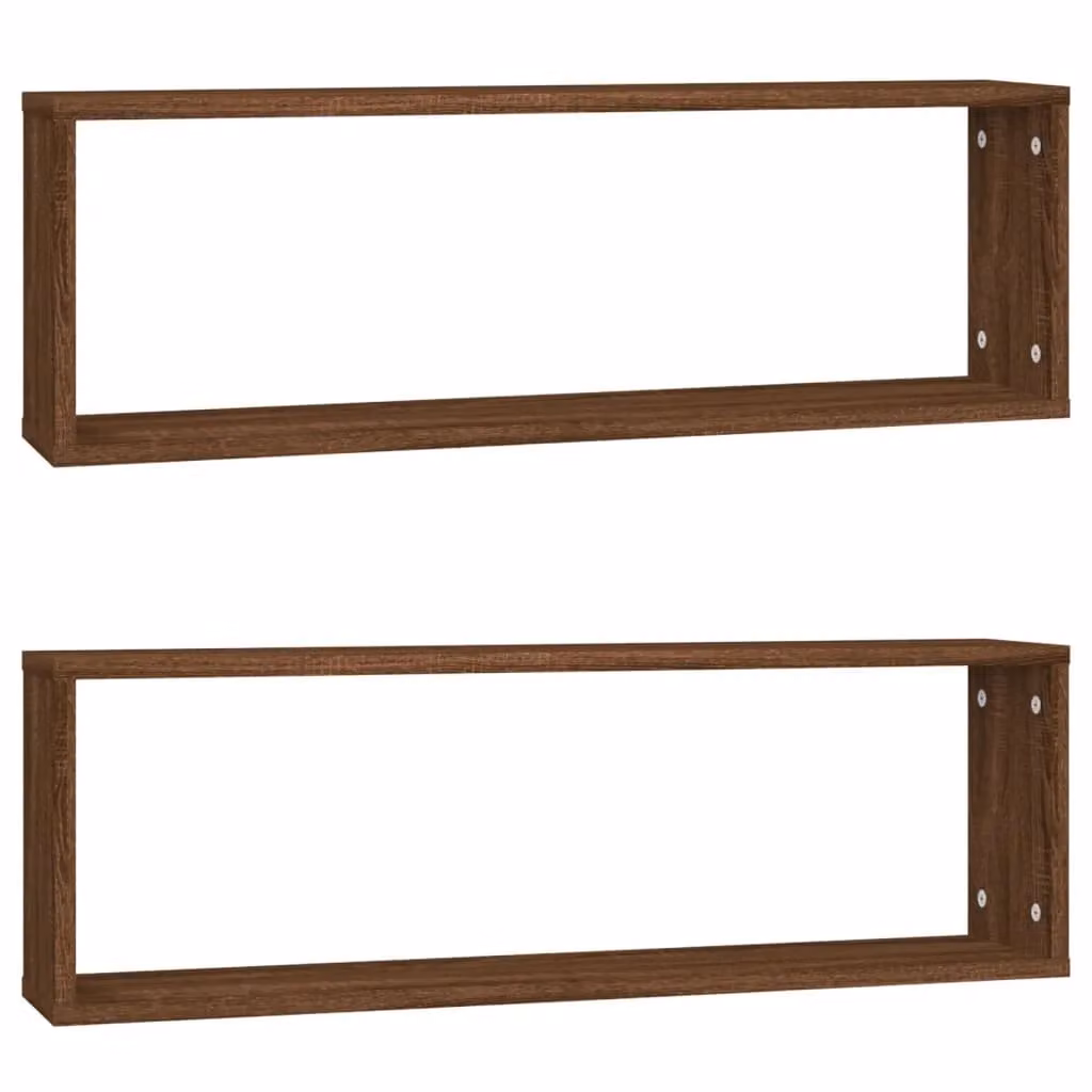 Berkfield Home Wall Mounted Cube Shelves, 2 Pack, Brown Oak, W: 80 cm, D: 26.5 cm, H: 15 cm – 2