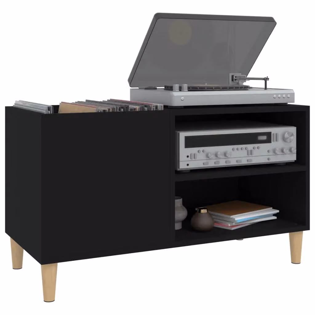 Berkfield Home Record Cabinet in Black, W: 84.5 cm, D: 38 cm, H: 48 cm – 3