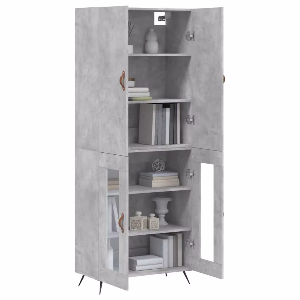 Berkfield Home Highboard in Concrete Grey, W/D/H: 69.5 x 34 x 180 cm – 2