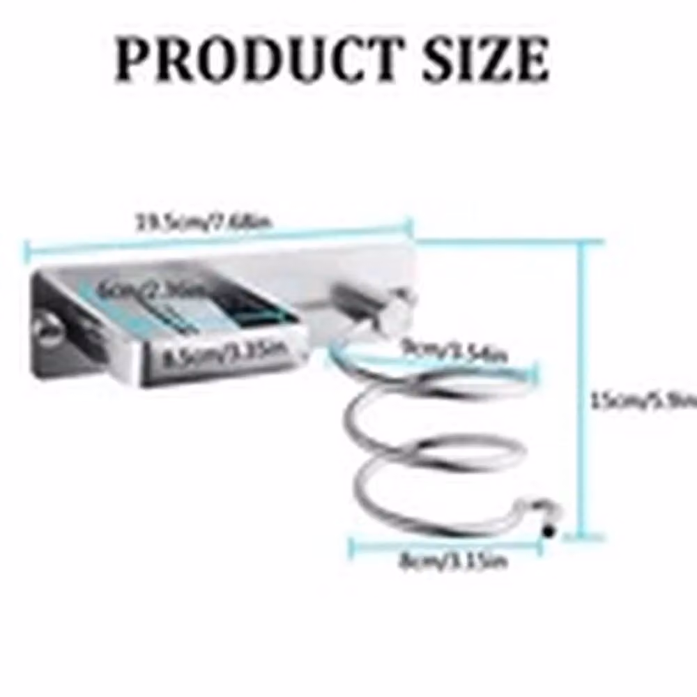 Havendro Wall Mounted Spiral Hair Dryer Holder and Storage Rack Kit in Silver – 2