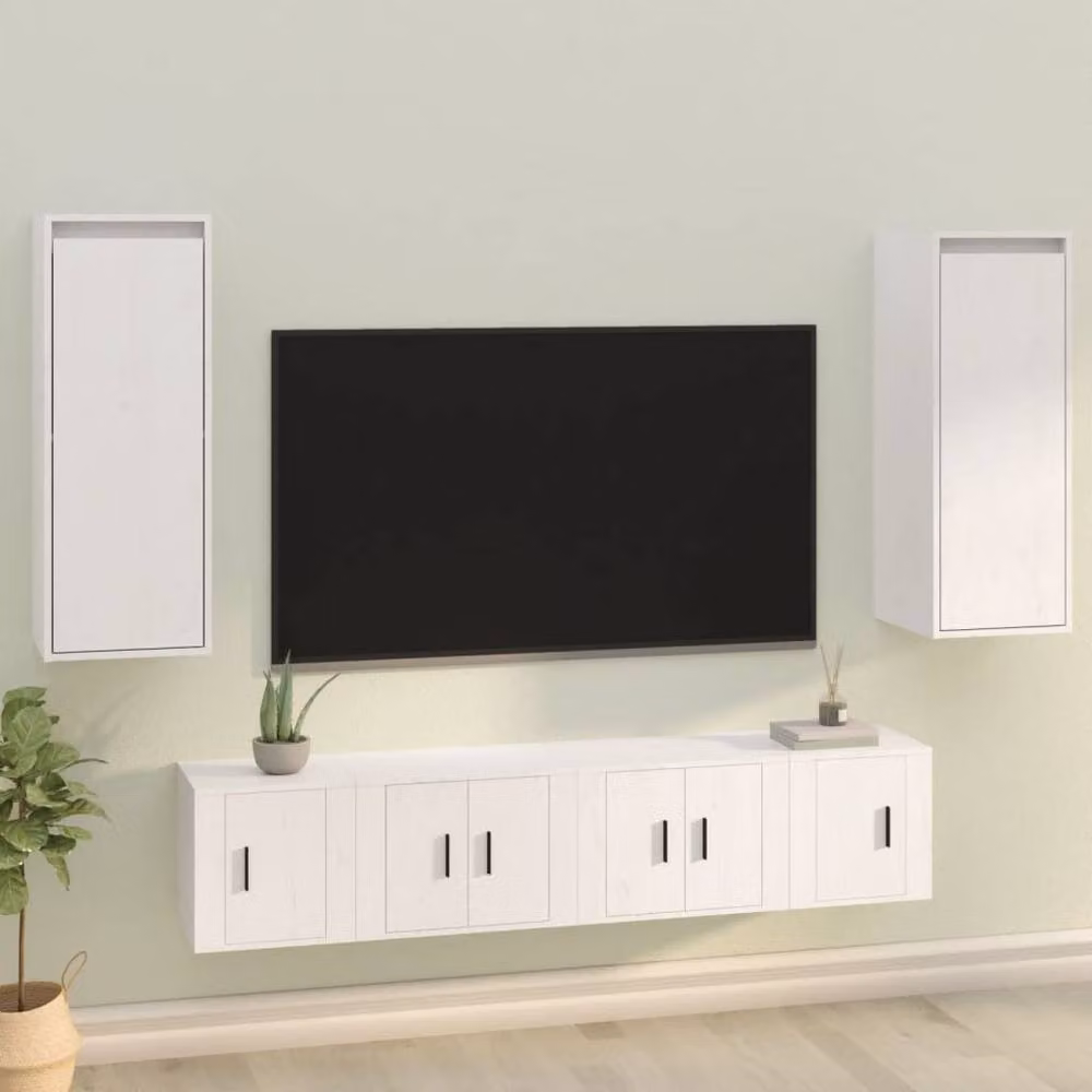 Berkfield Home White Solid Wood Pine Wall Cabinets, 2 Pack, W/D/H: 30 x 30 x 80 cm – 2