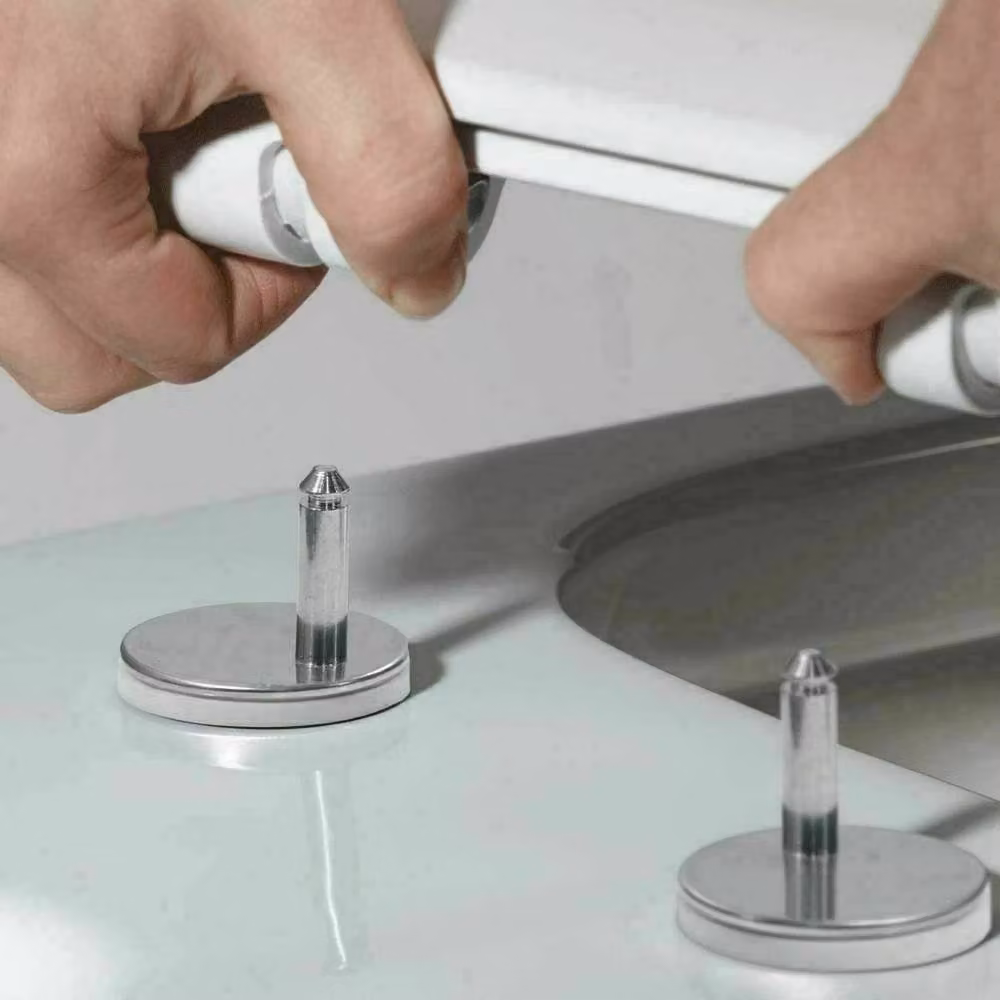 KORVIXA Heavy Duty Square Plastic Toilet Seat, White, W/D/H: 43.5 x 35.0 cm – 2