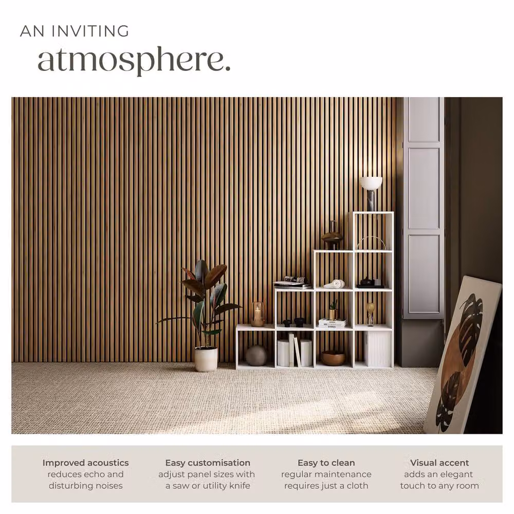 tectake Modern Wood-Look Acoustic Wall Panels in Light Oak – 3