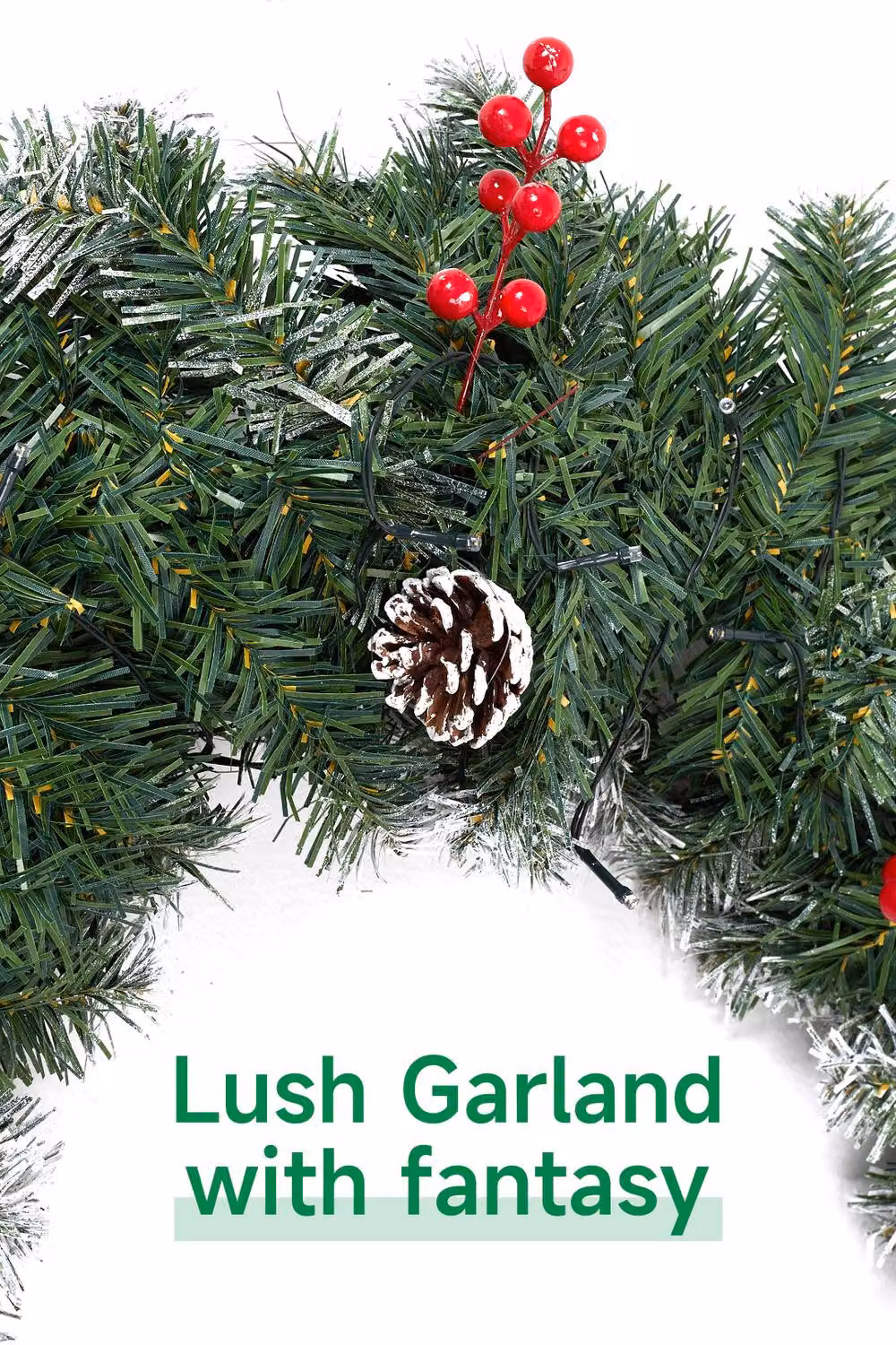 Living and Home Classic Christmas Garland with Warm White LED Light String in Multicolour – 4