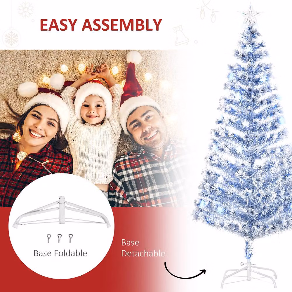STILVORA Artificial Christmas Tree with LED Lights in White and Blue, Height: 180 cm – 6