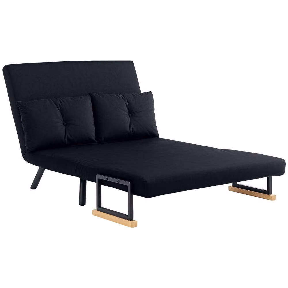 STILVORA Double Click-Clack Sofa Bed in Black Velvet with Adjustable Headrest and Scatter Cushions, 140 x 200 cm – 4